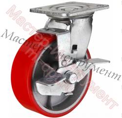 125 мм SCPB 55 Большегрузное полиуретановое  колесо с тормозом  (фото 3)